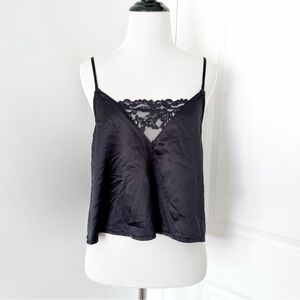 Bluebella Black Lace Satin Camisole with Split Back - Medium